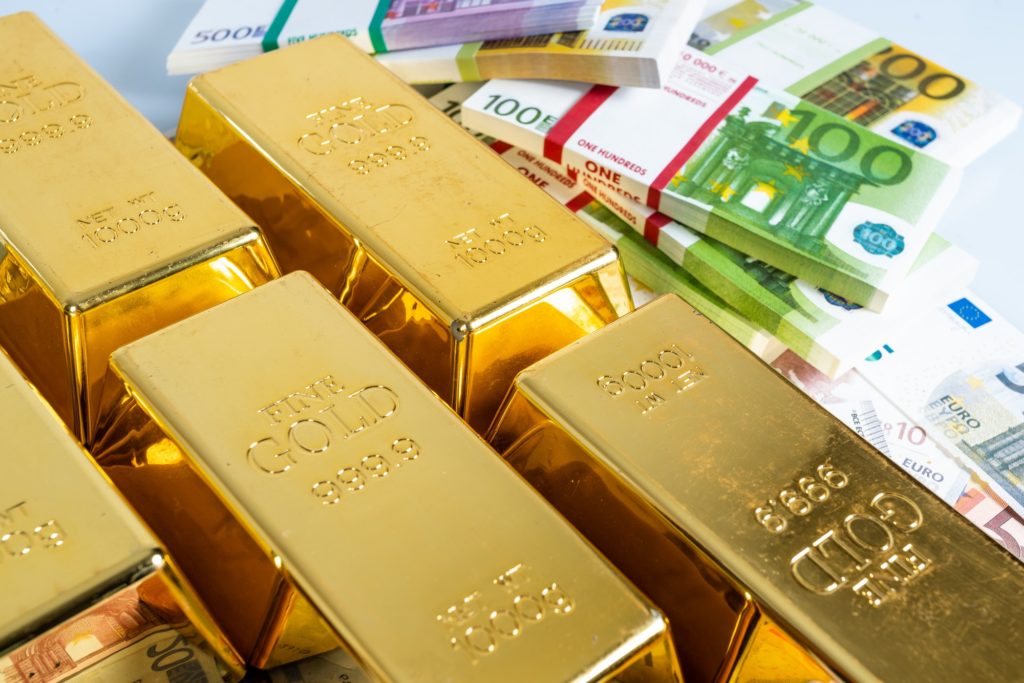 Money and Gold. gold bullions. Financial concept